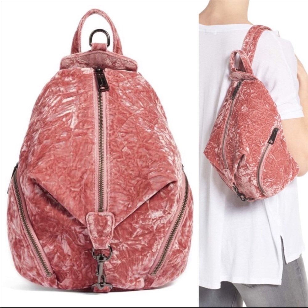REBECCA MINKOFF PINK VELVET MEDIUM JULIEN BACKPACK
